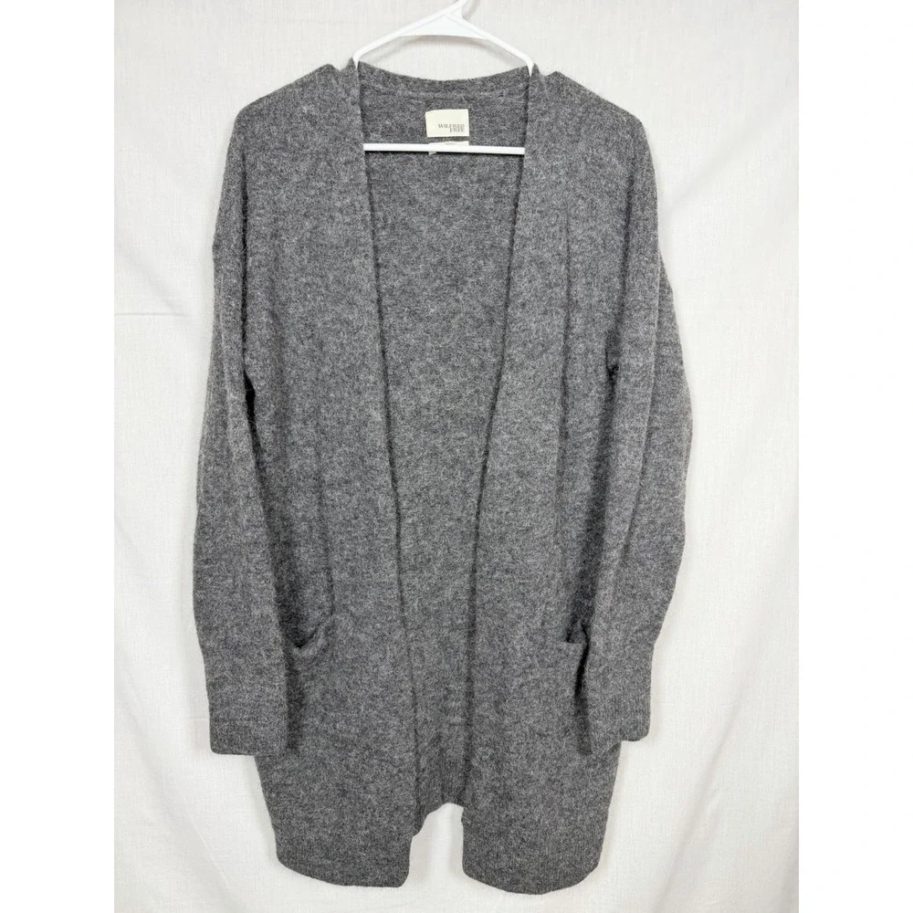Wilfred Free Alpaca‎ Wool Blend Open Front Cardigan Gray Longline Sweater L